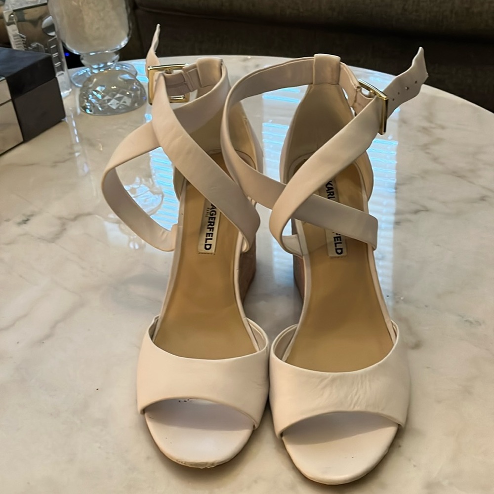 Karl Lagerfield peep toe wedge